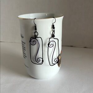 Elegant Black and Purple Wire Earrings